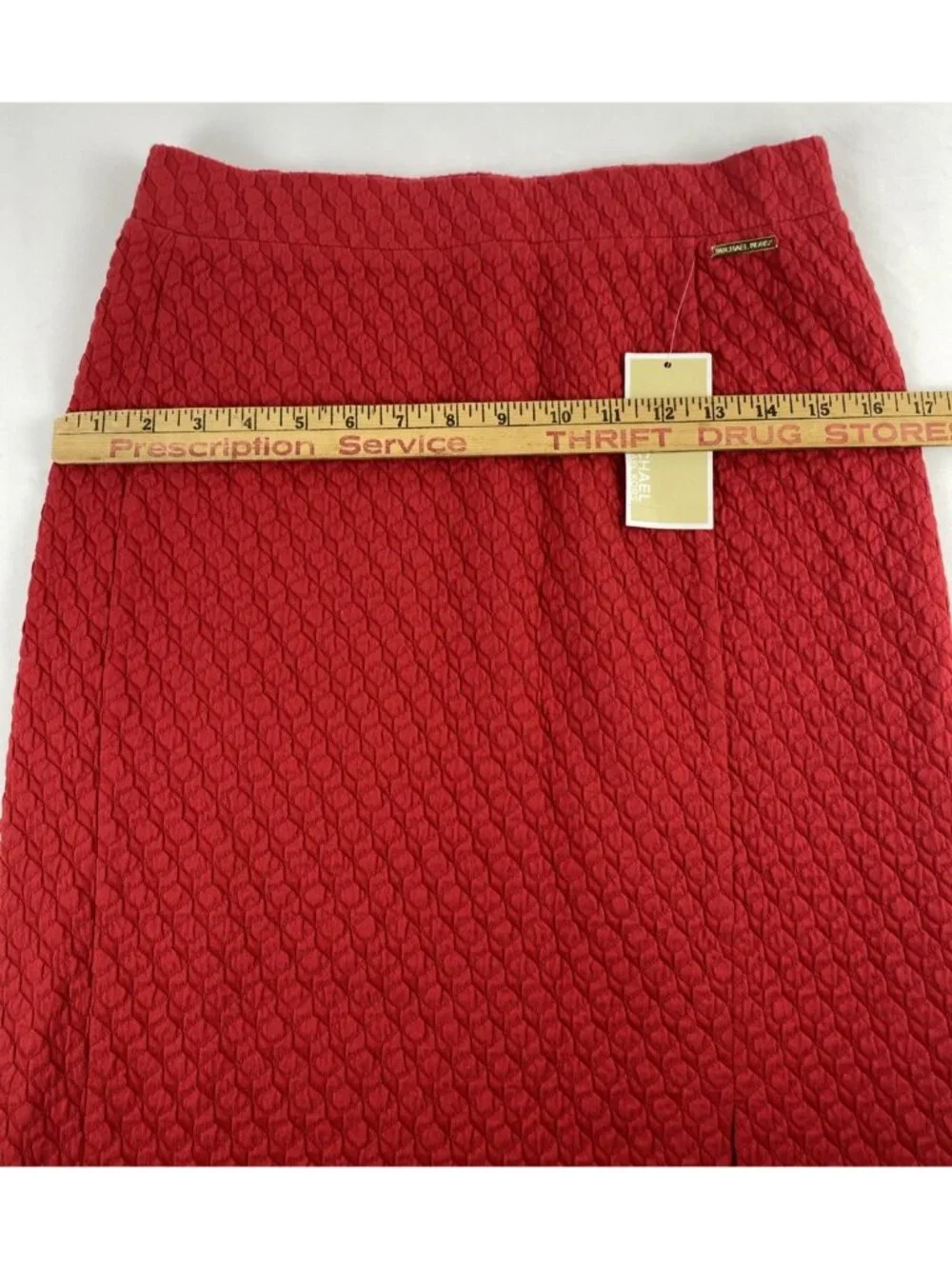 Michael Kors Skirt Women's Size Small Cherry Red Textured Knit Pencil Basics NWT - Picture 13 of 16